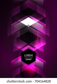 Tecnología digital flechas brillantes, fondo abstracto geométrico moderno con efectos de luz y lugar para el mensaje