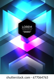 Tecnología digital con flechas azules brillantes, fondo abstracto geométrico moderno con efectos de luz y lugar para el mensaje