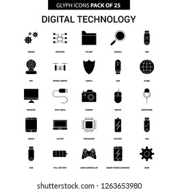 Digital Technology Glyph Vector Icon set