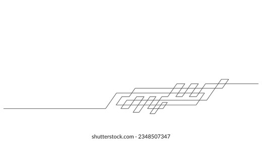 digital technology graphic design element in one line minimalist vector illustration for decoration,header,footer,ornament,etc.