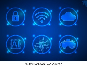 Digital technology icon background. Network cloud security concept. Design for online data system wireless wifi.