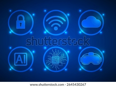 Digital technology icon background. Network cloud security concept. Design for online data system wireless wifi.