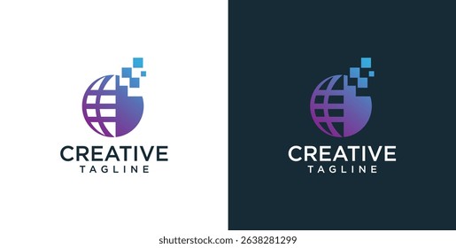digital technology icon logo template