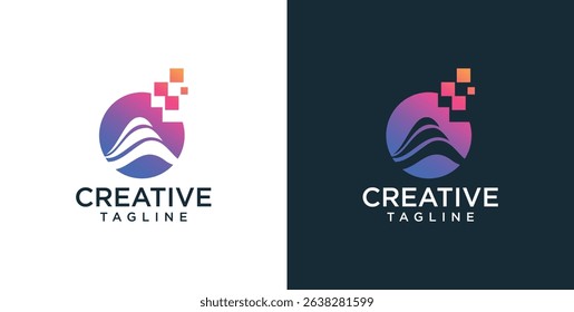 digital technology icon logo template
