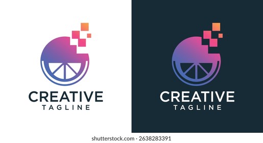 digital technology icon logo template