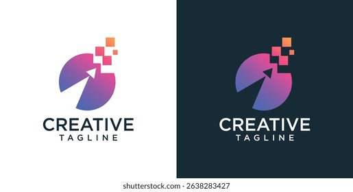 digital technology icon logo template