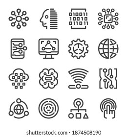 digital and technology icon set,vector and illustration