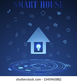 Digital technology icon vector illustration. internet of things template background. Abstract cyberspace network ecosystem innovation design. Iot, smart home connection, house control by smartphone