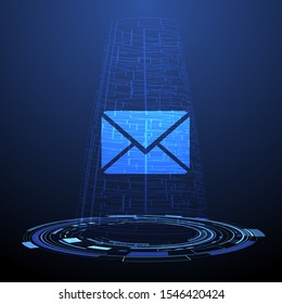 Digital technology icon vector illustration. internet of things template background. Abstract cyberspace network ecosystem innovation design. Iot, email, message smart home connection, 