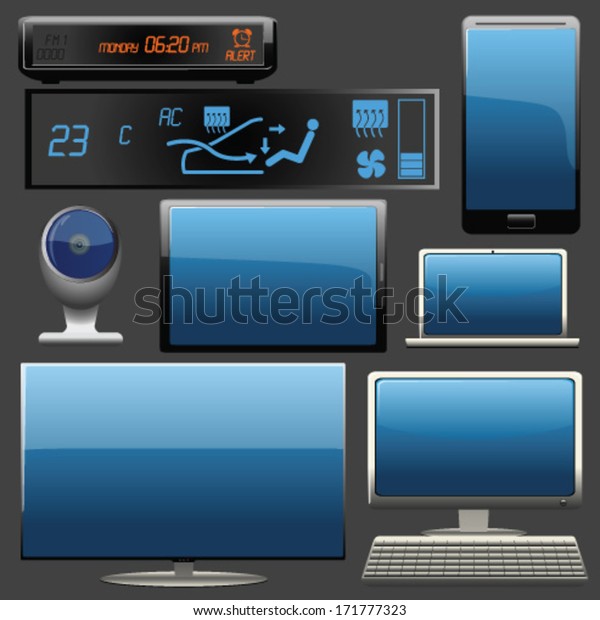 digital technology icon vector\
set
