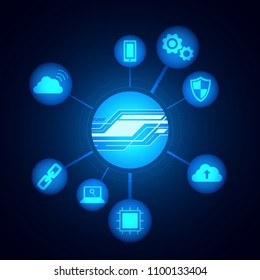 Digital technology icons , connection concept