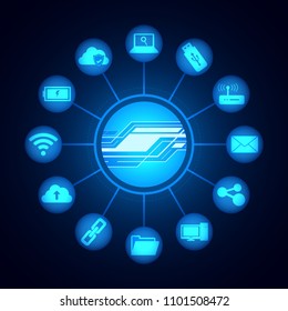 Digital technology icons , connection concept