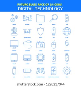 Digital Technology Icons - Futuro Blue 25 Icon pack