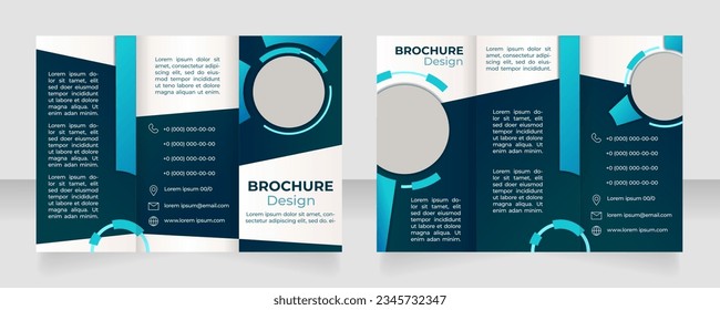 Digital technology and industry development trifold brochure template design. Zig-zag folded leaflet set with copy space for text. 3 panel flyers. Montserrat Bold, Medium fonts used