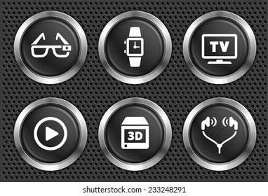 Digital Technology and Innovations on Black Round Buttons