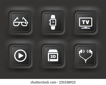 Digital Technology and Innovations on Black  Bevel Square Buttons