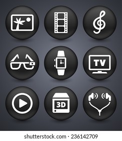 Digital Technology and Innovations on Black Round Buttons