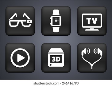 Digital Technology and Innovations on Black Square Buttons