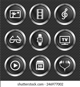 Digital Technology and Innovations on Black Round Buttons