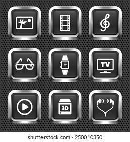 Digital Technology and Innovations on Black Square Buttons