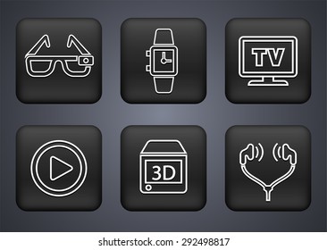 Digital Technology and Innovations on Black Square Buttons