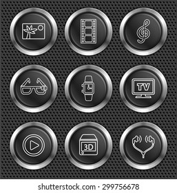 Digital Technology and Innovations on Black Round Buttons