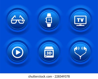 Digital Technology and Innovations on Blue Bevel Buttons