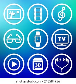 Digital Technology and Innovations on Blue Round Buttons