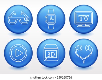 Digital Technology and Innovations on Blue Round Buttons