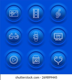 Digital Technology and Innovations on Blue Round Buttons