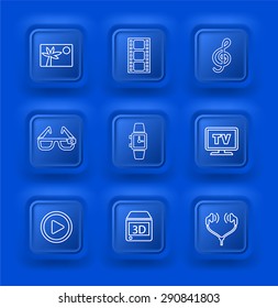 Digital Technology and Innovations on Blue Square Buttons