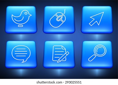 Digital Technology and Innovations on Blue Square Buttons