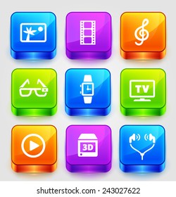 Digital Technology and Innovations on Color Square Buttons