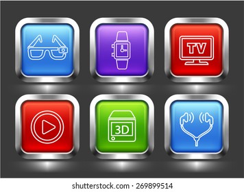 Digital Technology and Innovations on Color Square Buttons