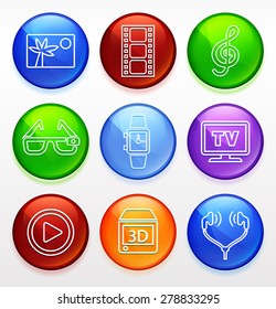 Digital Technology and Innovations on  Color Round Buttons