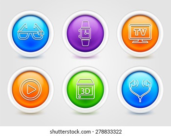 Digital Technology and Innovations on  Color Round Buttons