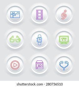 Digital Technology and Innovations on  Color Round Buttons