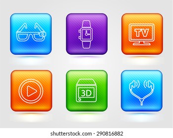 Digital Technology and Innovations on Color Square Buttons
