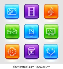 Digital Technology and Innovations on Color Square Buttons
