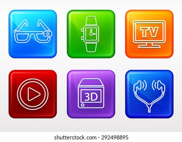 Digital Technology and Innovations on Color Square Buttons