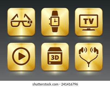 Digital Technology and Innovations on Gold Square Buttons