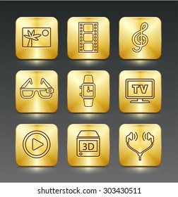 Digital Technology and Innovations on Gold Square Buttons