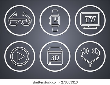 Digital Technology and Innovations on Grey Round Buttons