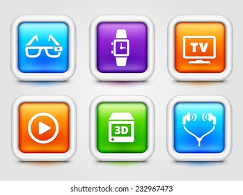 Digital Technology and Innovations on Multi Color Square Buttons