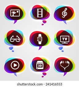 Digital Technology and Innovations on Multi Color Speech Bubbles