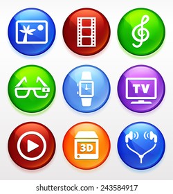 Digital Technology and Innovations on Multi Color Round Buttons