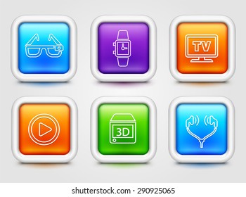 Digital Technology and Innovations on Multi Color Square Buttons