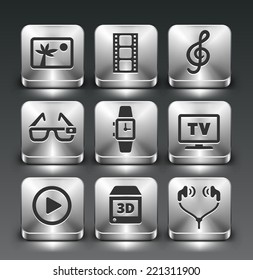 Digital Technology and Innovations on Silver Square Buttons
