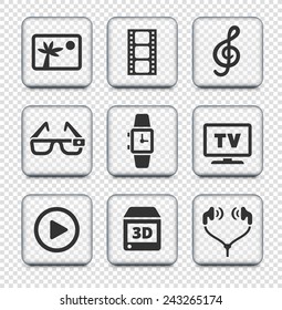Digital Technology and Innovations on Transparent Square Buttons