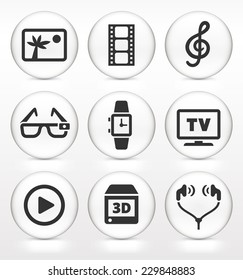 Digital Technology and Innovations on White Round Buttons